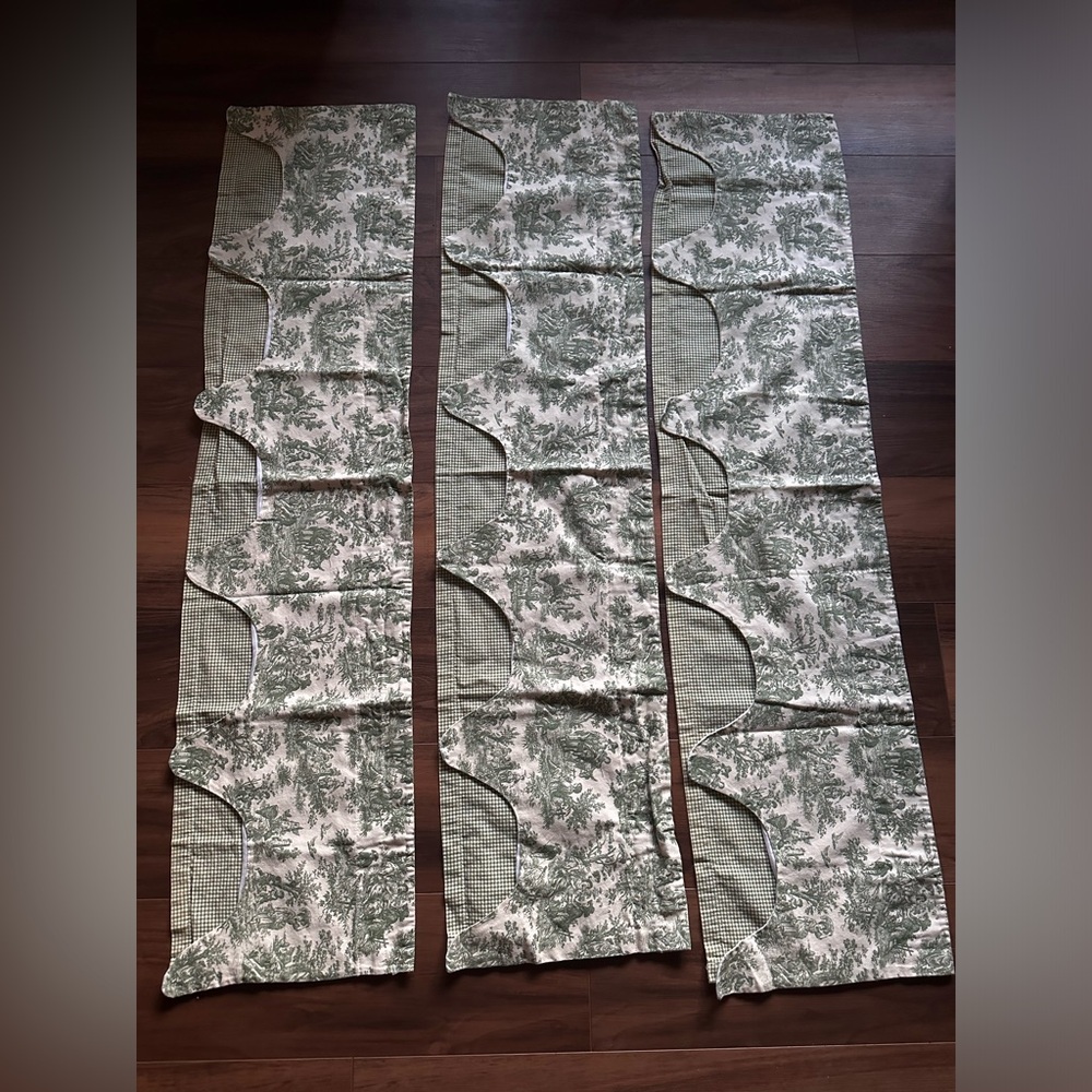 Waverly Home Classics Green Toile & Gingham Scalloped Valances - Set of 3
